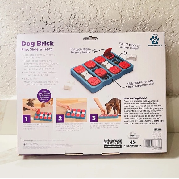 Outward Hound Nina Ottosson Dog Brick Interactive Treat Puzzle Level 2 - Picture 3 of 4